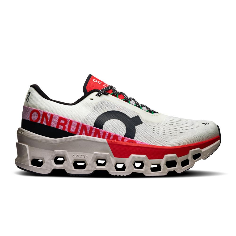 Tênis On Running Cloudmonster 2 Feminino Branco e Vermelho