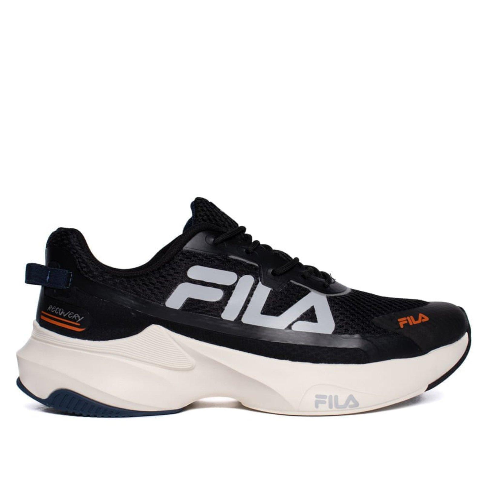 Tênis Masculino Fila Recovery Esportivo Preto/Laranja