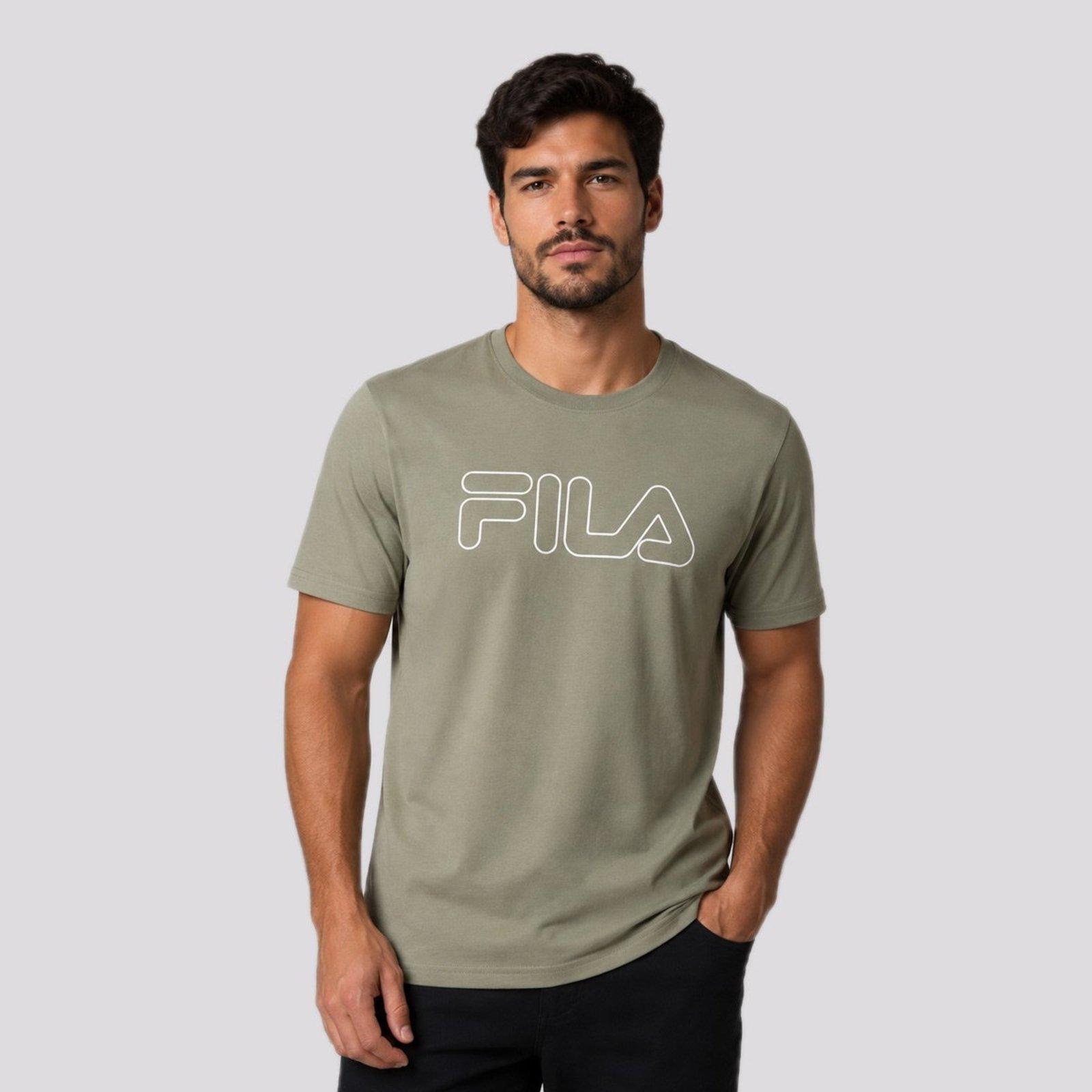 Camiseta Fila Regular Letter Outline Verde