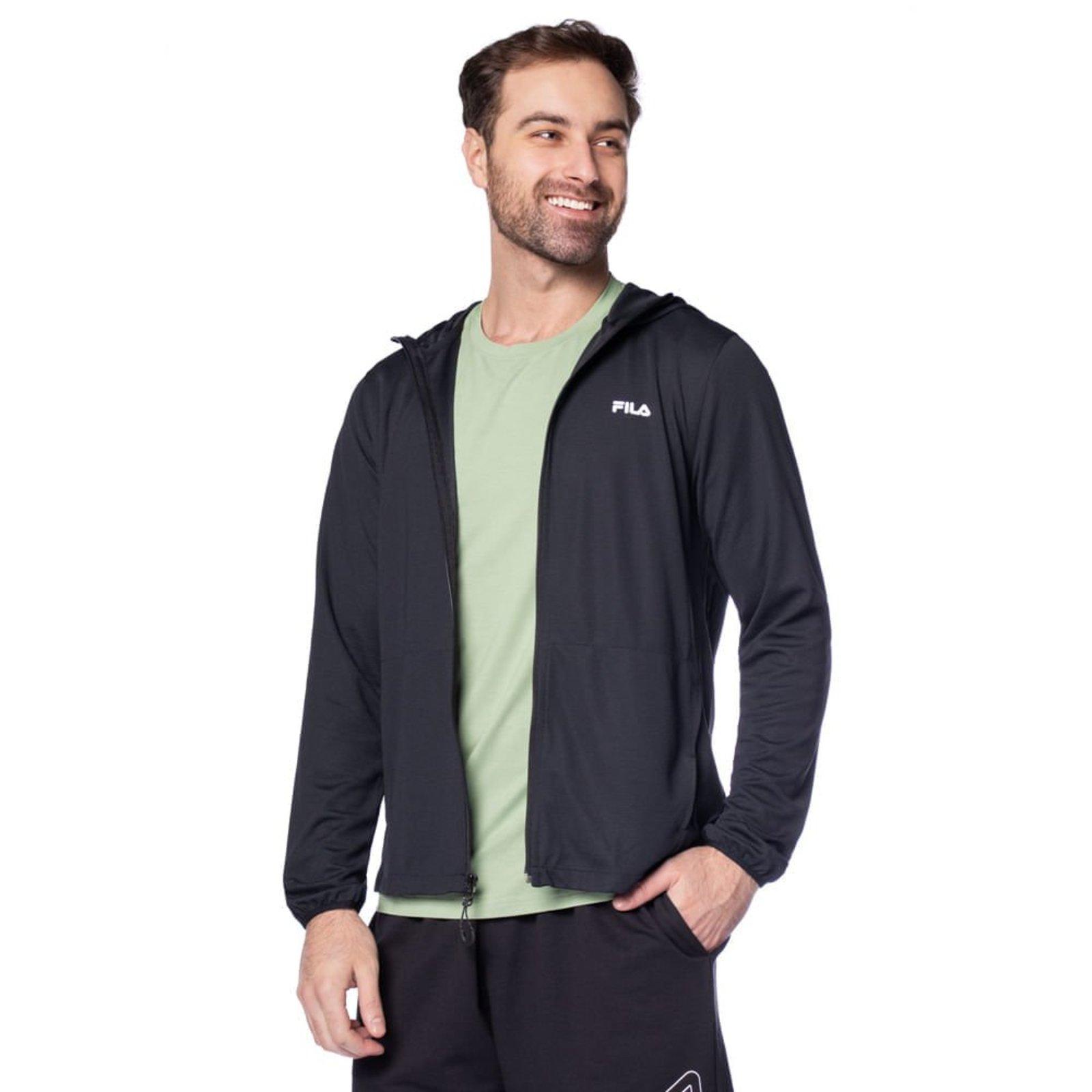 Jaqueta Masculina Fila Flow Sport Capuz Preto