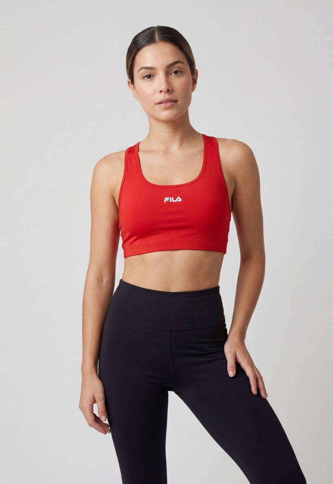 Top Cropped Fila Alças Largas Racerback Vermelho